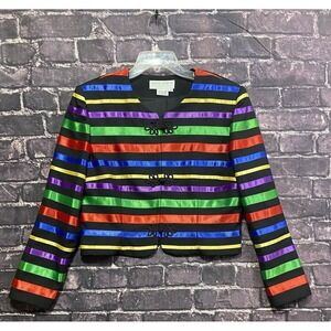 Maggy London Multicolor Striped Cropped Jacket